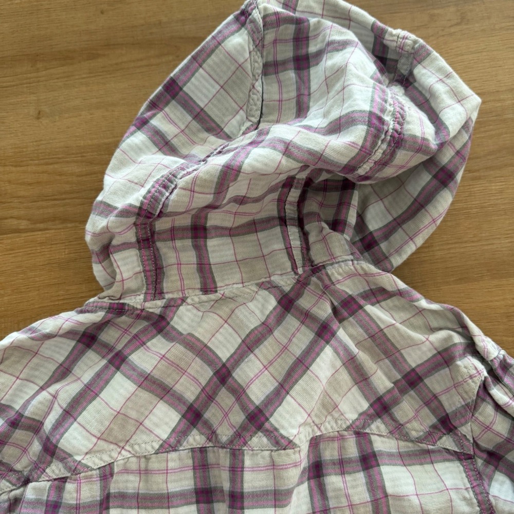 Columbia Womens Large Purple Plaid Cotton Button Down Hooded Shirt Jacket L - Picture 7 of 7